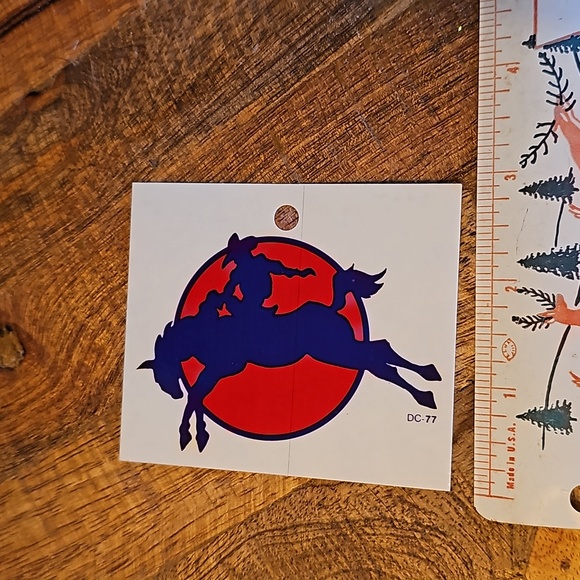 Vintage horse and rider sticker Cowboy wild horse - Picture 3 of 8